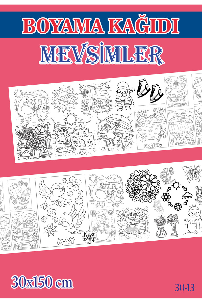 1,5 mt Mevsimler Tema Çocuk Aktivite Dev Boyama Kağıdı