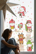 Yeniyıl Kardan Adamlar Yılbaşı New Year - Süsleme Cam Duvar Sticker - Sm201
