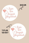 Sizin İçin Sevgiyle Hazırlandı / Teşekkür Temalı Paketleme Sticker Etiket (117 Adetden fazla)