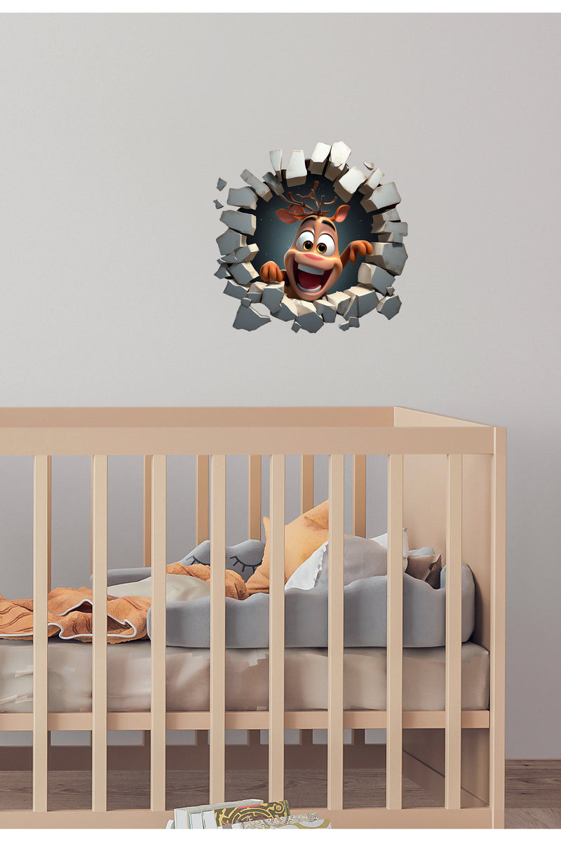 Kırık Duvar Sevimli Karakterler Çocuk Odası Duvar Sticker