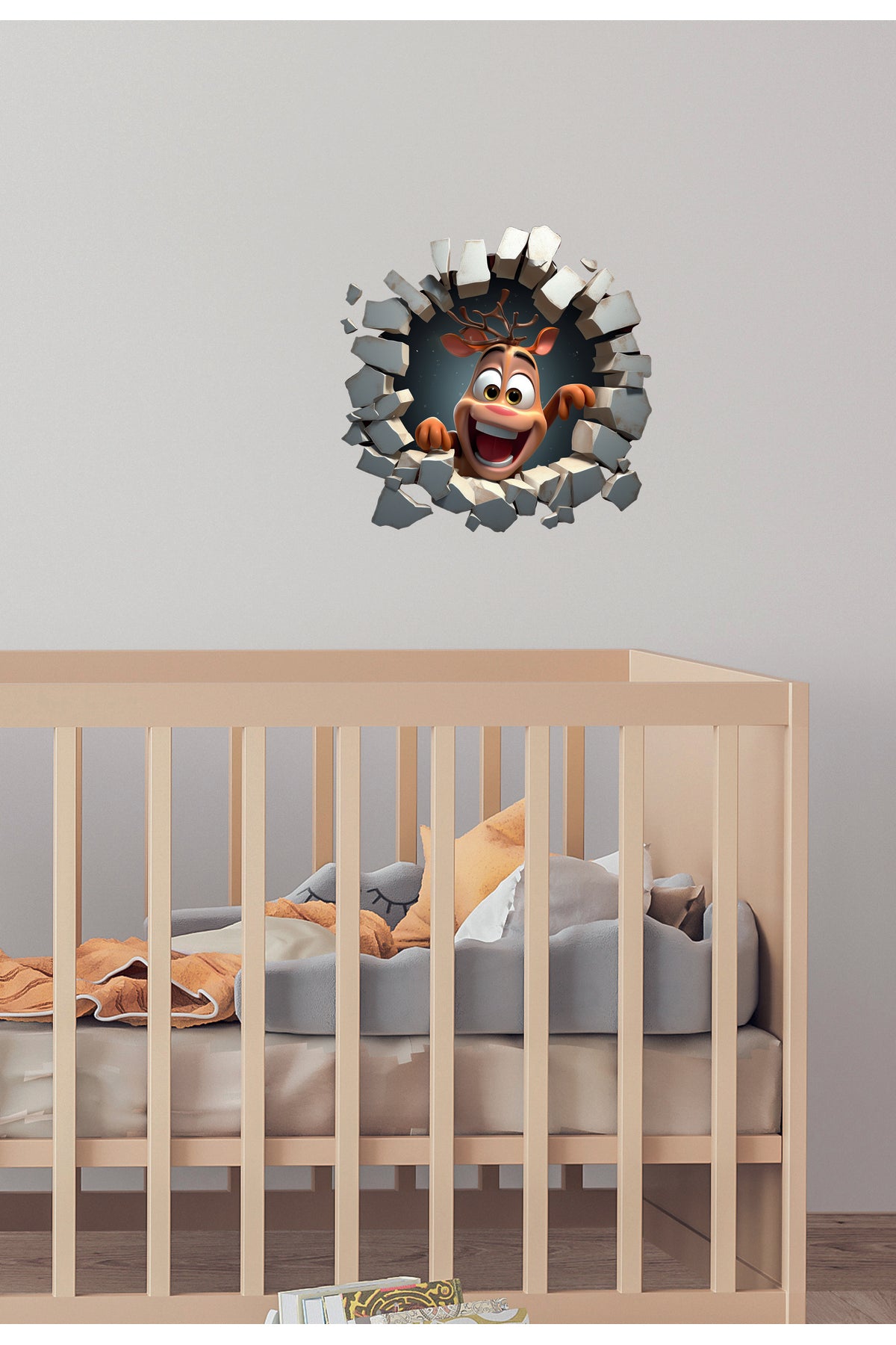 Kırık Duvar Sevimli Karakterler Çocuk Odası Duvar Sticker