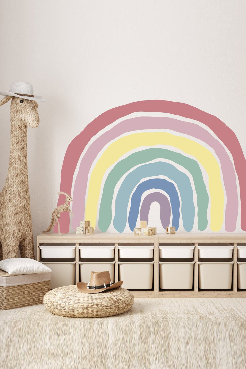 Star Works Büyük Boy Pastel Renklerde Gökkuşağı Çocuk Odası Duvar Sticker