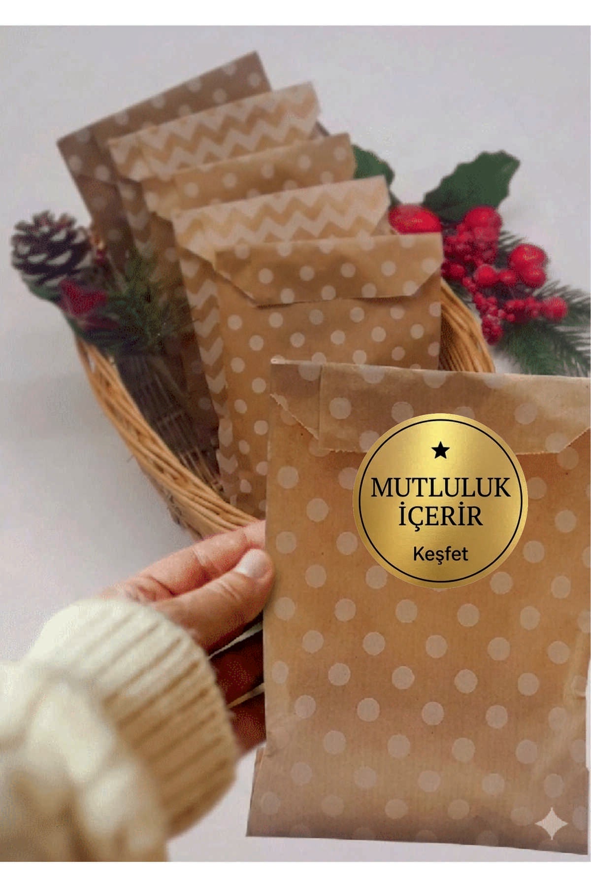 Paketleme Kutularına Özel Tasarım Etiketler 4 cm Çapında 15 Adet