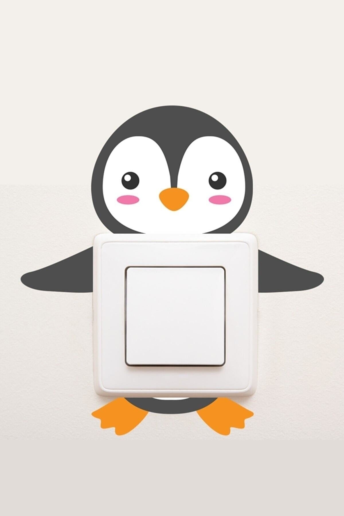 Sevimli Penguen Priz Sticker Çocuk Odası Dekor