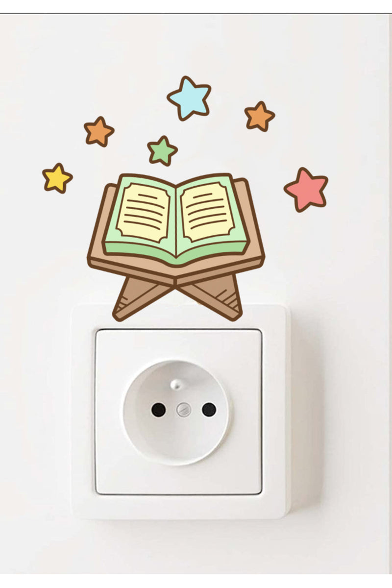 - Priz- Ramazan Kuran ve Renkli Yıldızlar Dekoratif Priz Süsleme Duvar Sticker