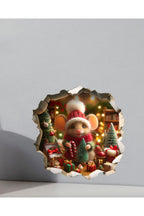 Şapkalı Yeniyıl Temalı Sevimli Noel Faresi Yılbaşı Yeni Yıl Dekoratif Sticker