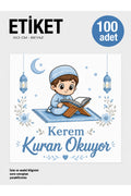 Mavi - İsme Özel Kuran Okuyorum - Mevlüt - Hediye Etiketi 3cm 100 Adet Etiket