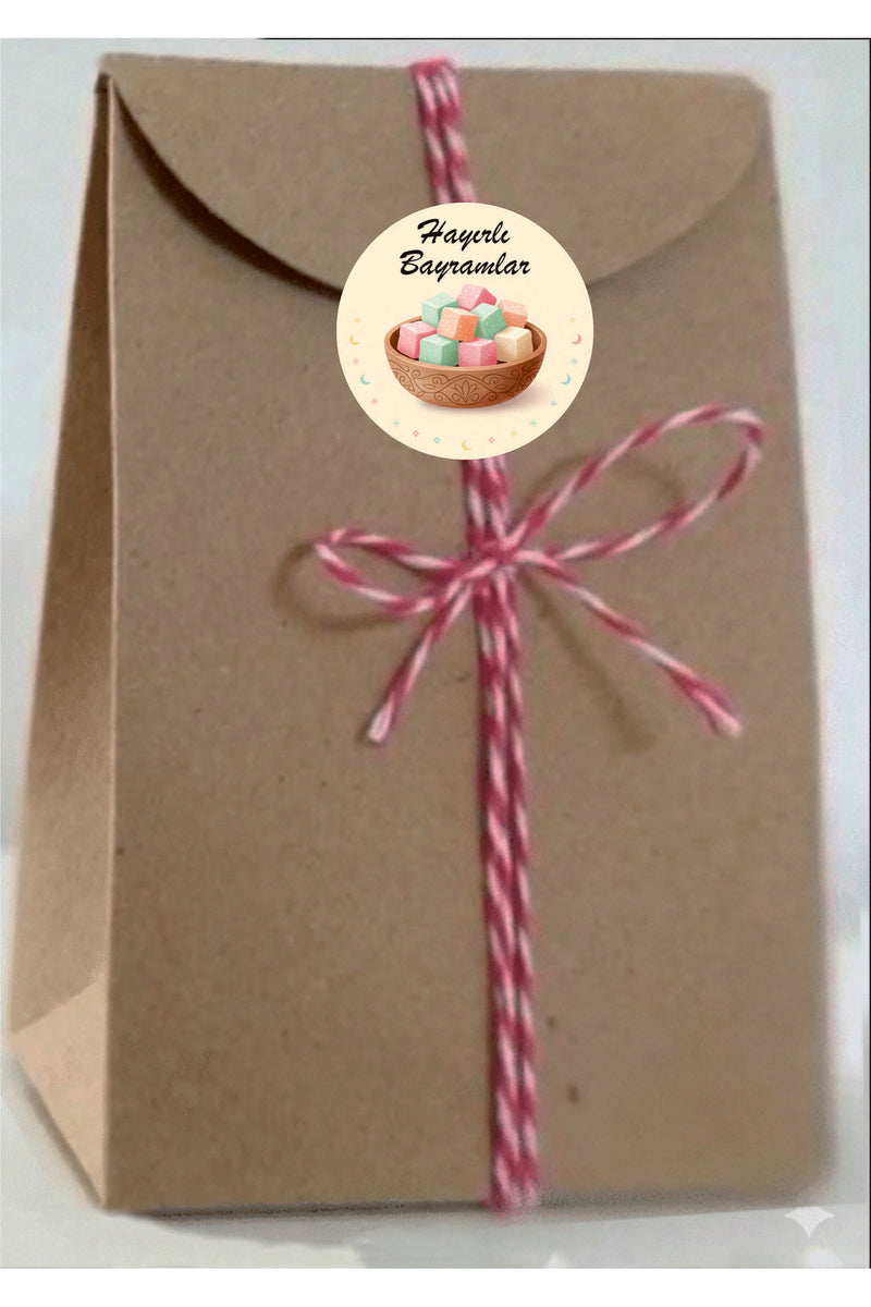 Hayırlı Bayramlar yazılı, Paketleme Kutularına Özel Tasarım Etiketler 4 cm Çapında 15 Adet Etiket