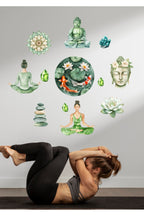 Zen Yoga Stüdyo Duvar Sticker Seti Mandala Lotus Kristal Budha Dekor Etiket Seti