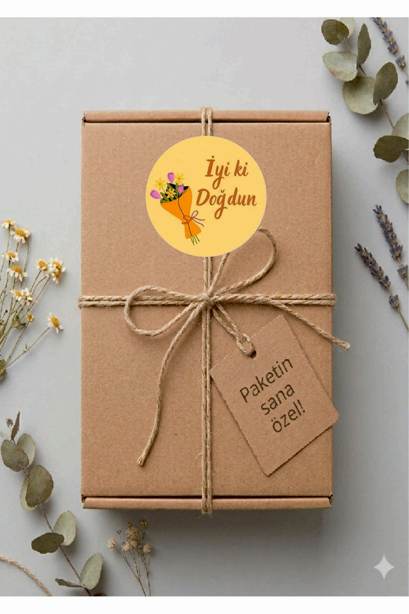 Doğum Günü tebrik sticker seti, 4x4 cm 15 adet Etiket seti