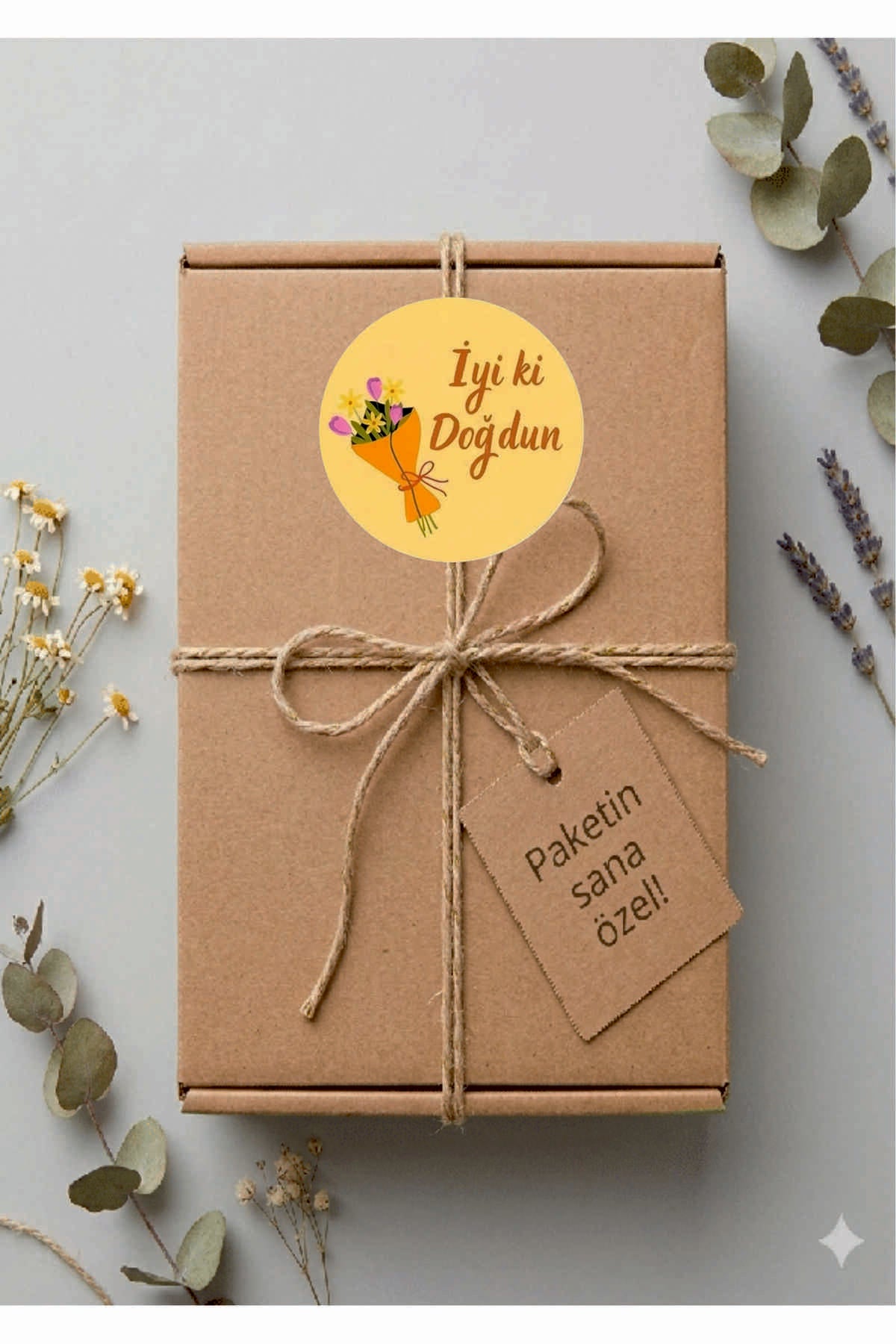 Doğum Günü tebrik sticker seti, 4x4 cm 15 adet Etiket seti
