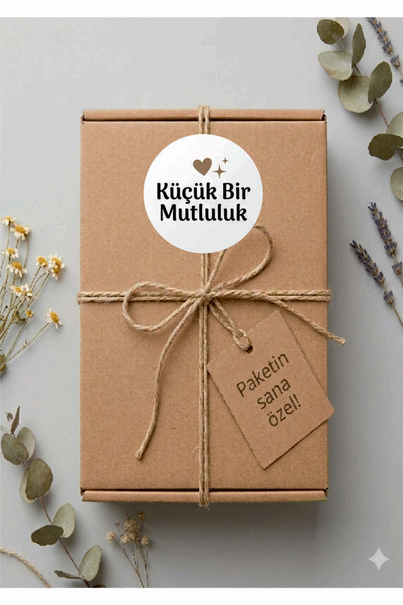 Paketleme Kutularına Özel Tasarım Etiketler 4 cm Çapında 15 Adet Sizin için sevgiyle hazırlandı