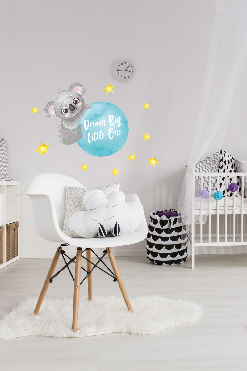 Koala Dream Big Little One Duvar Sticker Seti