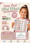 Okul Etiketi Kedi Temalı Kalem Defter Etiketi Özel İsim Yazılabilen Etiket 286 Adet İsim Etiketi