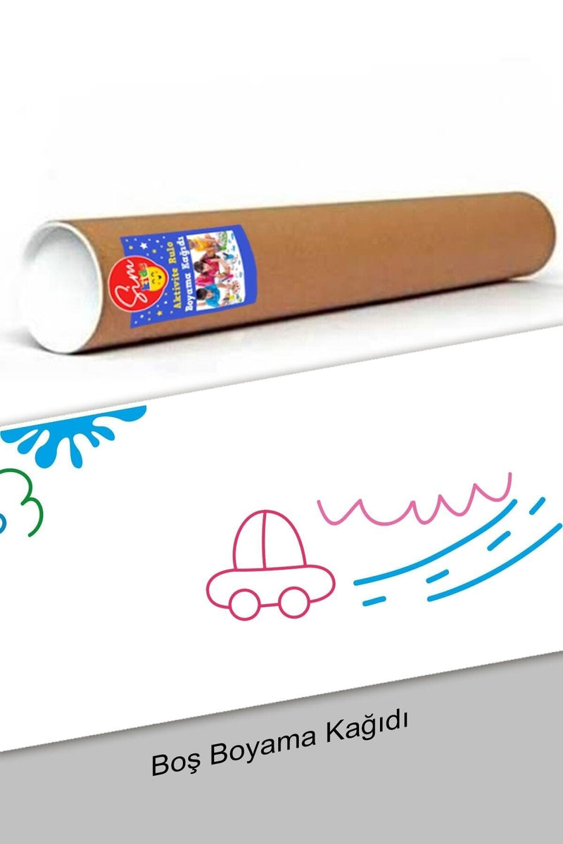 Sim Kids Boş Dev Aktivite Rulo Boyama Kağıdı Beyaz