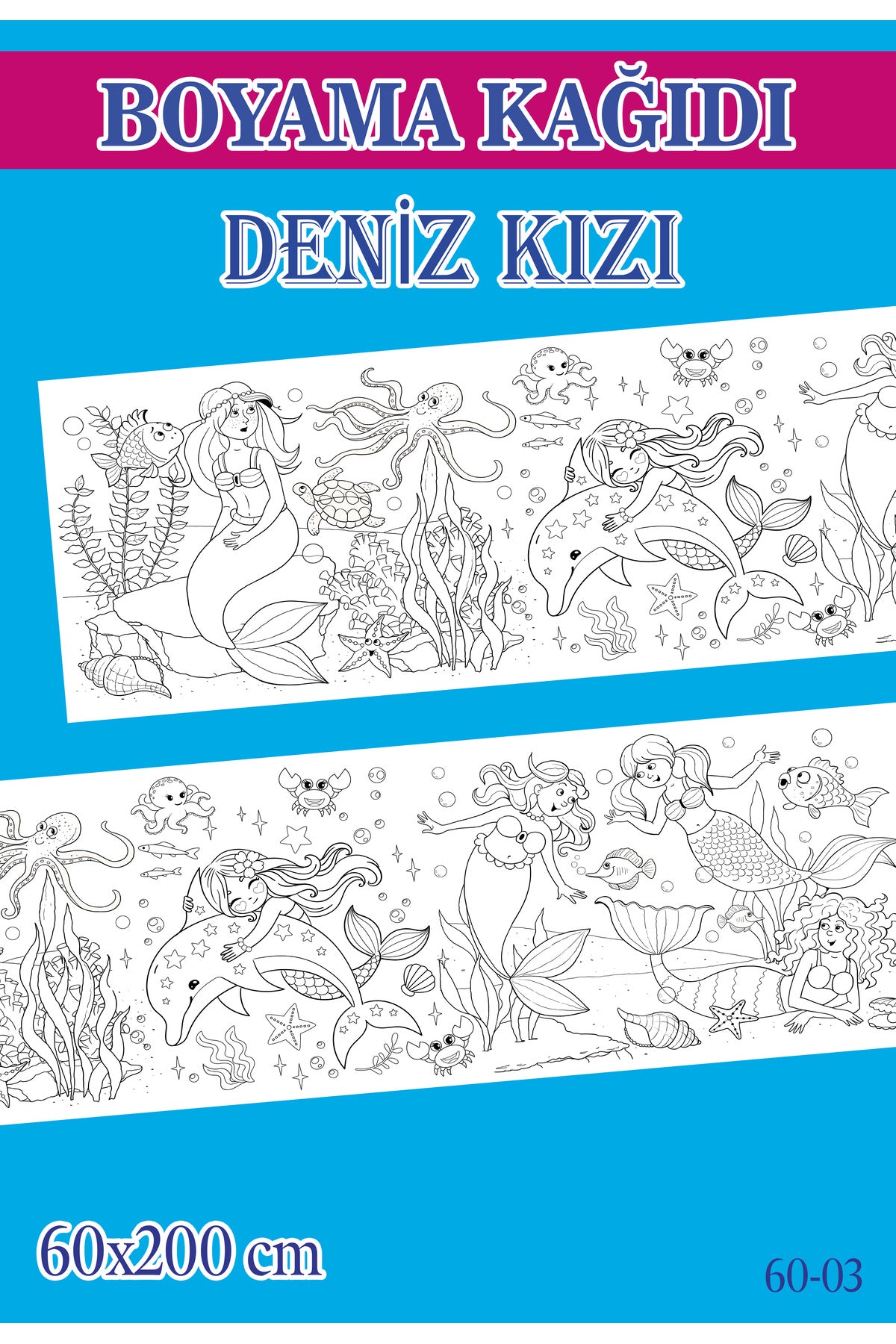 2 mt Deniz Kızı Tema Çocuk Aktivite Dev Boyama Kağıdı