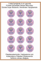 Doğum Günü tebrik sticker seti, 4x4 cm 15 adet Etiket seti