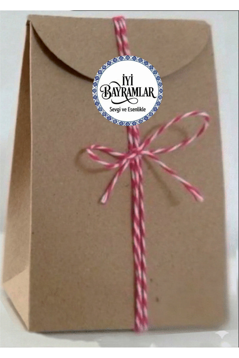 İyi Bayramlar yazılı, Paketleme Kutularına Özel Tasarım Etiketler 4 cm Çapında 15 Adet Etiket
