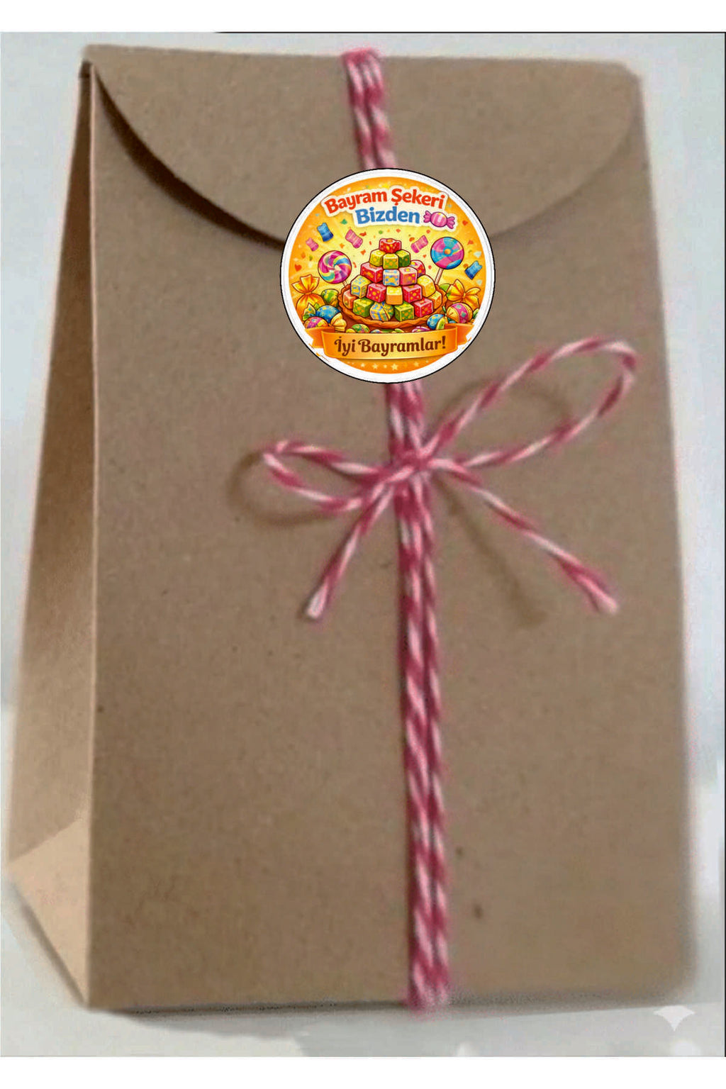 İyi Bayramlar yazılı, Paketleme Kutularına Özel Tasarım Etiketler 4 cm Çapında 15 Adet Etiket