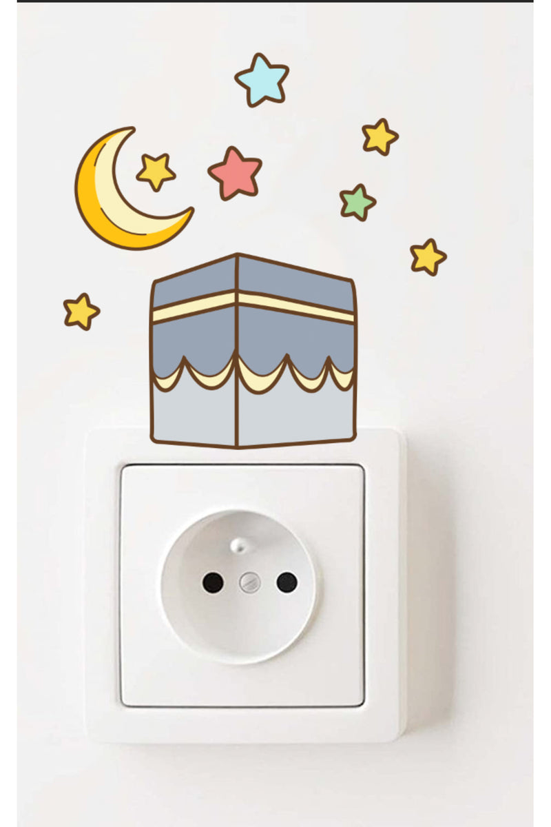 - Priz- Ramazan Kabe ve Renkli Yıldızlar Dekoratif Priz Süsleme Duvar Sticker