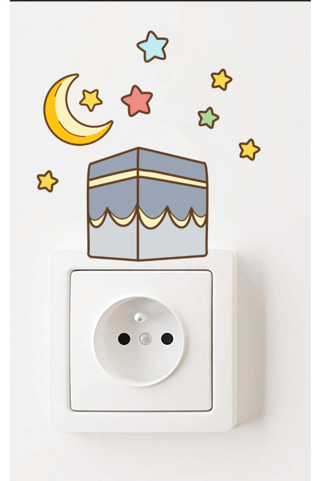 - Priz- Ramazan Kabe ve Renkli Yıldızlar Dekoratif Priz Süsleme Duvar Sticker