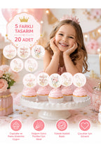 Parti Atlı Karınca Unicorn tema Kız çocuk doğum günü Kürdan Süsleri Cupcake Süsleri 20 adet