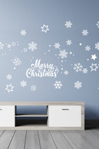 Sm2022 Yeni Yıl Kar Taneleri Ve Merry Christmas Duvar Sticker Seti