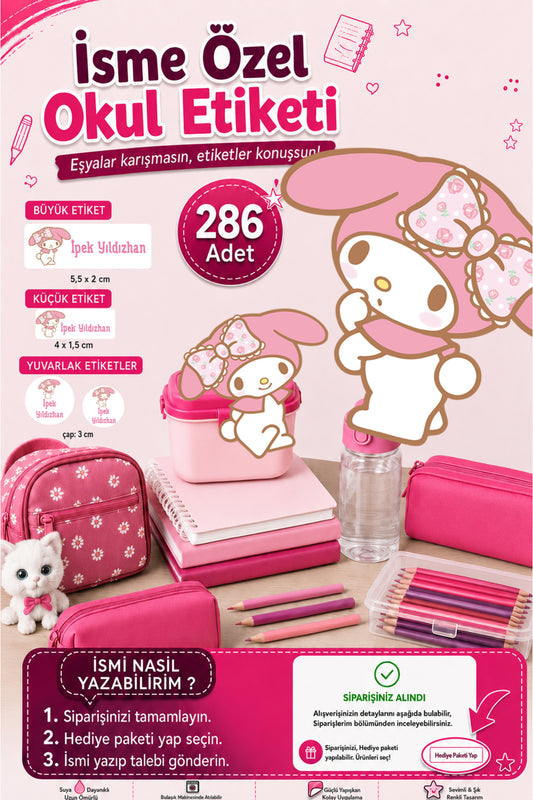 My Melodi School Label Pencil Notebook Label Customizable Name Label 286 Pcs Name Label