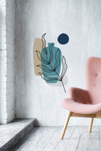 Boho 03 - Bohem Tarz Vazo Yapraklar Şekilller Dekoratif Sticker