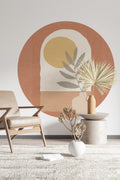 Soft Renk Yuvarlak Boho Çiçekli Dekoratif Duvar Sticker