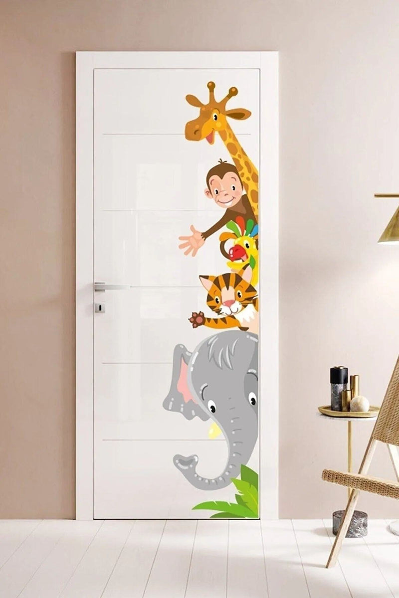 Safari Hayvanlar Kap  Dolap  Duvar Sticker Seti