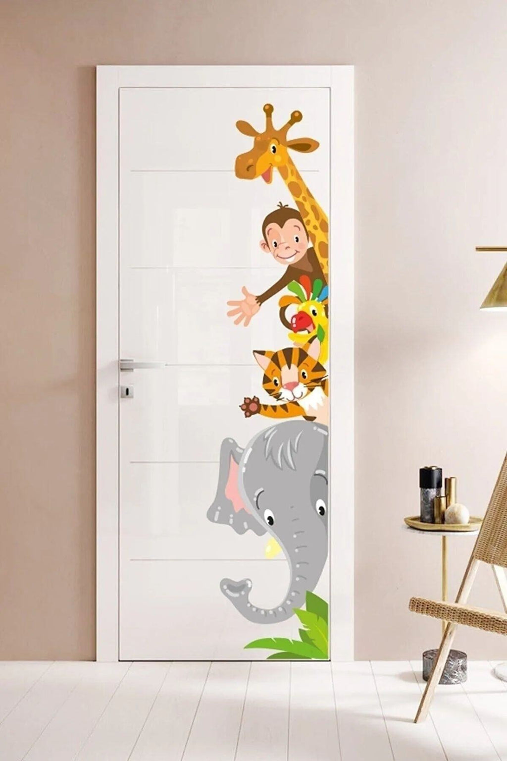 Safari Hayvanlar Kap  Dolap  Duvar Sticker Seti