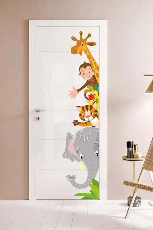 Safari Hayvanlar Kap  Dolap  Duvar Sticker Seti