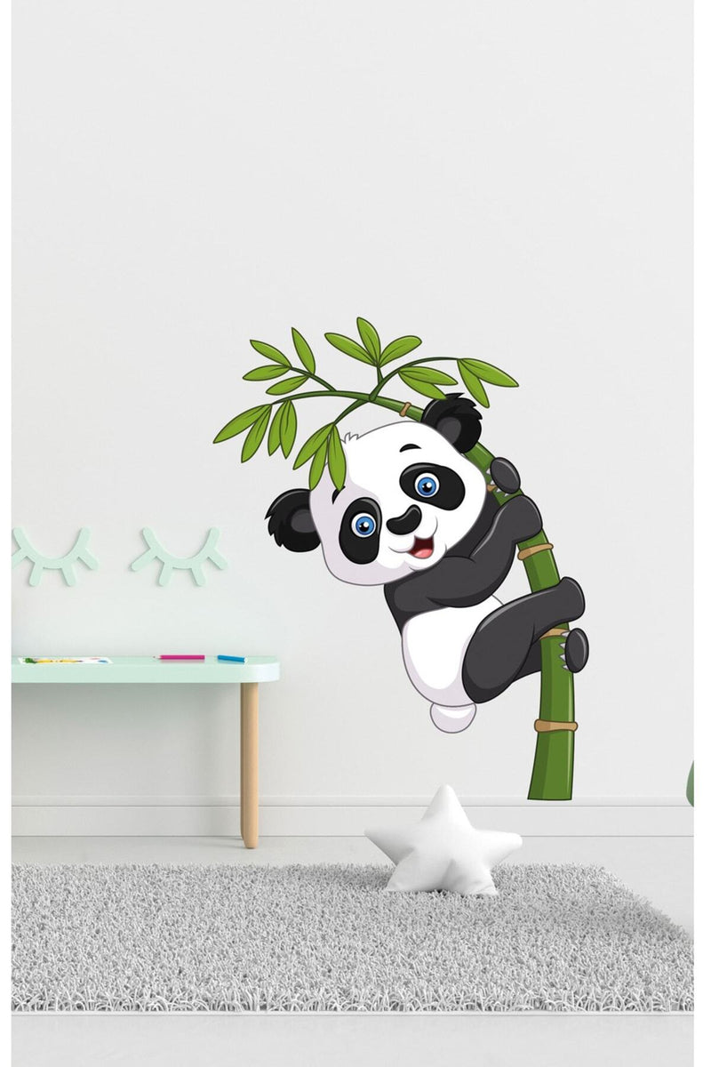 Bambu Ve Panda Duvar Sticker Renkli
