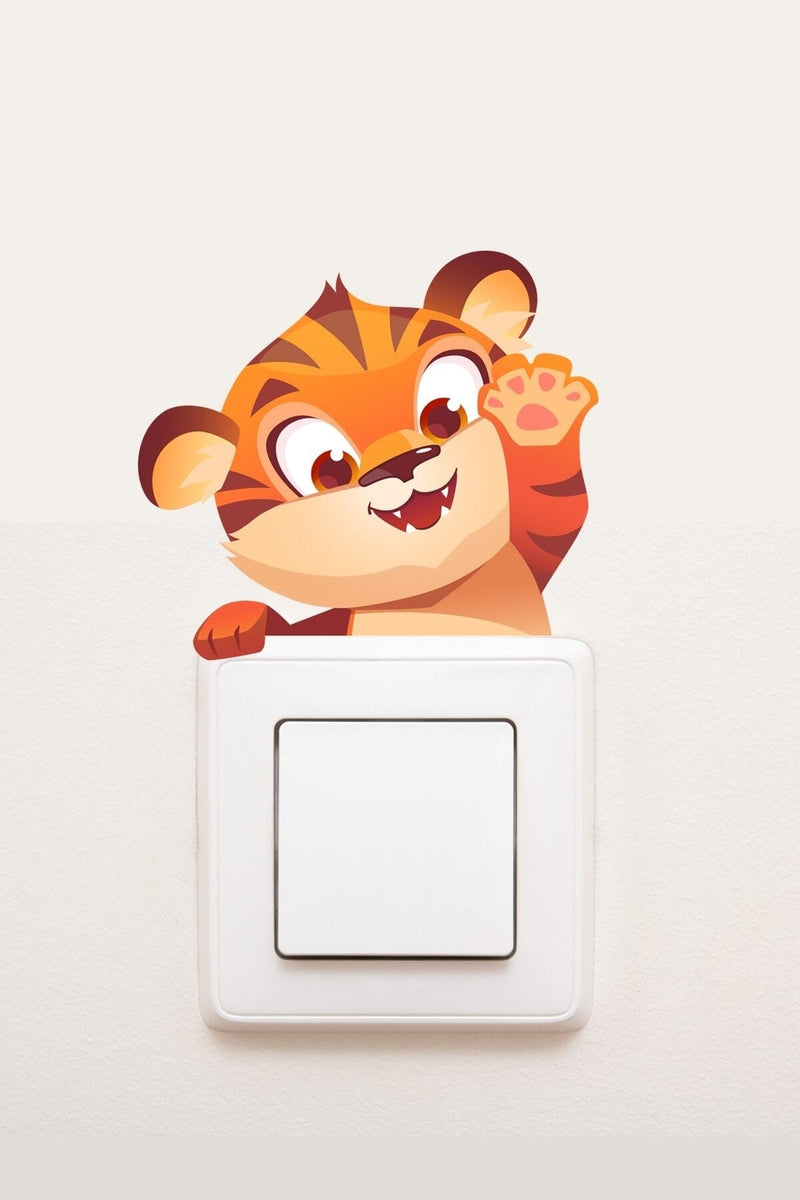 - Priz - Minik Kaplan Çocuk Odası Dekoratif Priz Sticker - Sim671