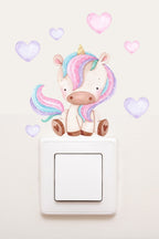- Priz - Pastel Unicorn Ve Kalpler Dekoratif Priz Sticker - Sim754