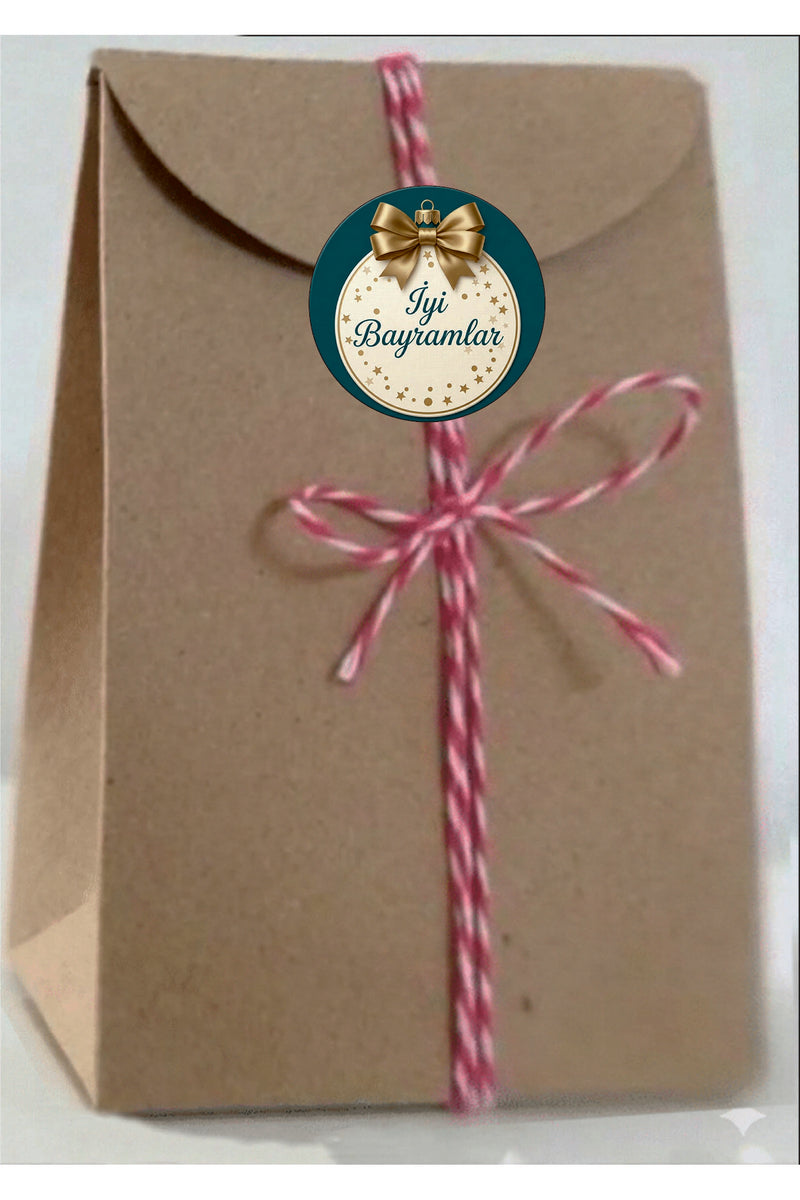 İyi Bayramlar yazılı, Paketleme Kutularına Özel Tasarım Etiketler 4 cm Çapında 15 Adet Etiket