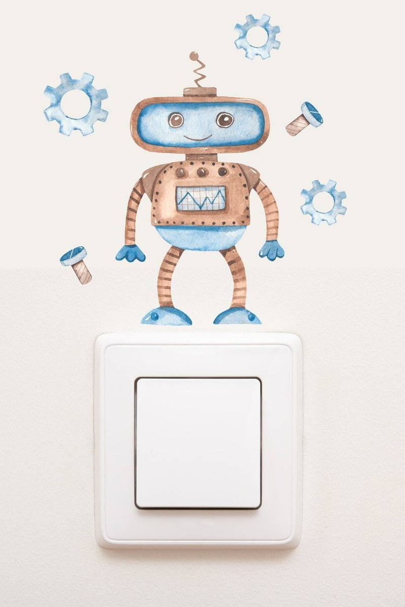 - Priz- Sevimli Robot Çocuk Odası Dekoratif Priz Sticker - Sim785