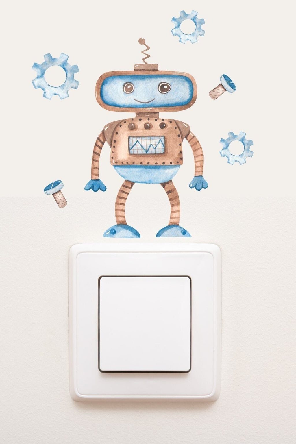 - Priz- Sevimli Robot Çocuk Odası Dekoratif Priz Sticker - Sim785