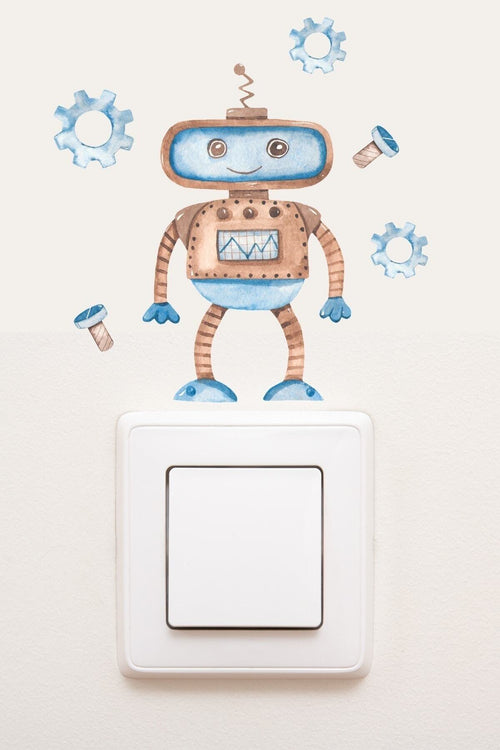 - Priz- Sevimli Robot Çocuk Odası Dekoratif Priz Sticker - Sim785