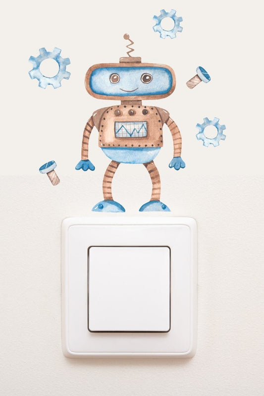 - Priz- Sevimli Robot Çocuk Odası Dekoratif Priz Sticker - Sim785