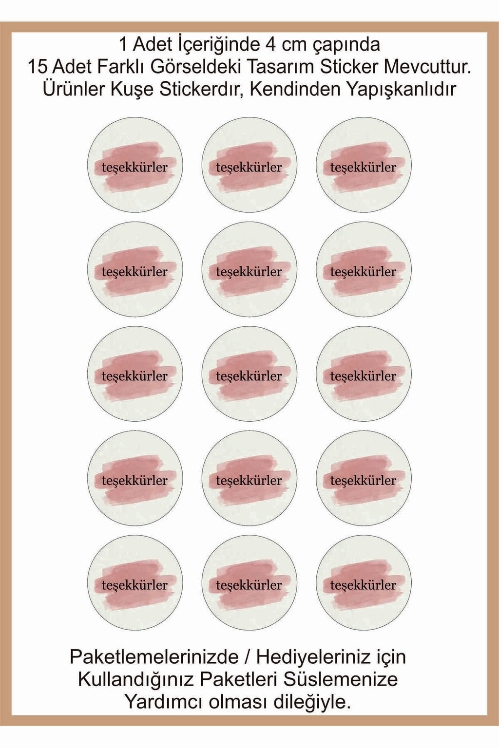 Paketlemeye özel 30 adet sticker, (farklı trend modeller ile mağazamızda kampanyalı olarak satışta)