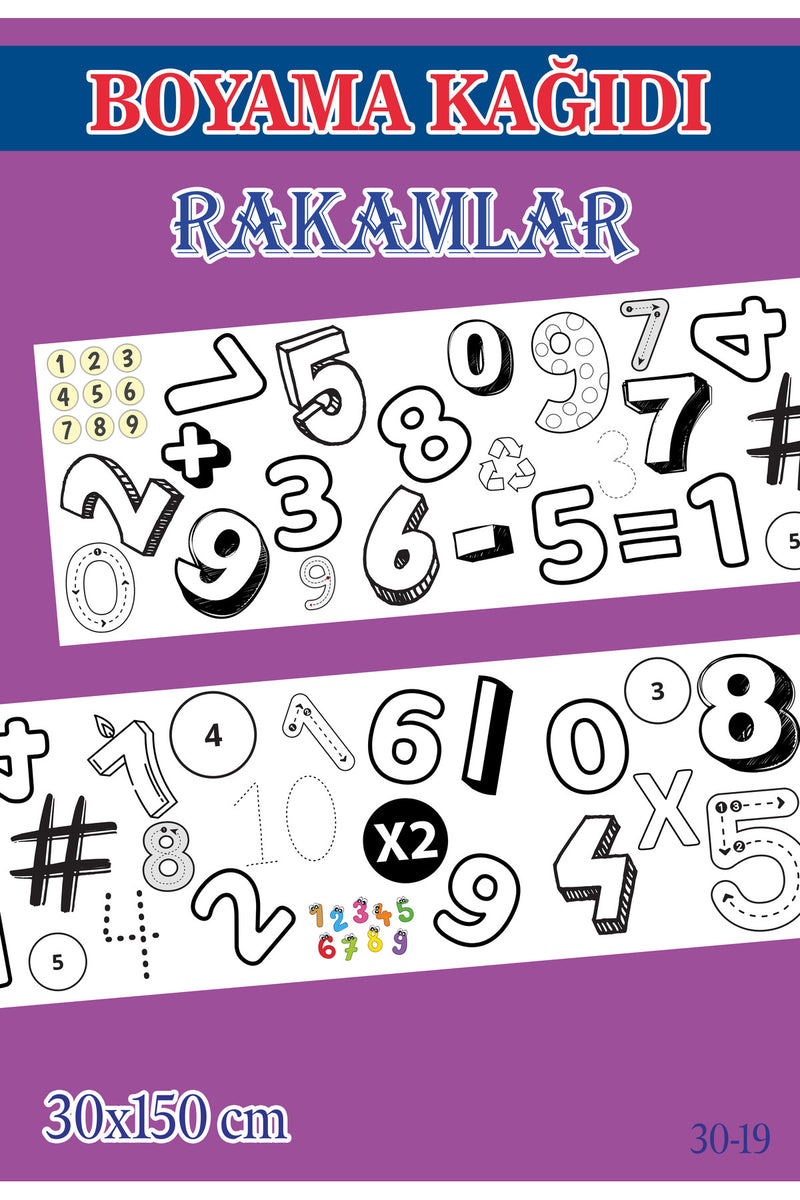 1,5 mt Rakamlar Tema Çocuk Aktivite Dev Boyama Kağıdı