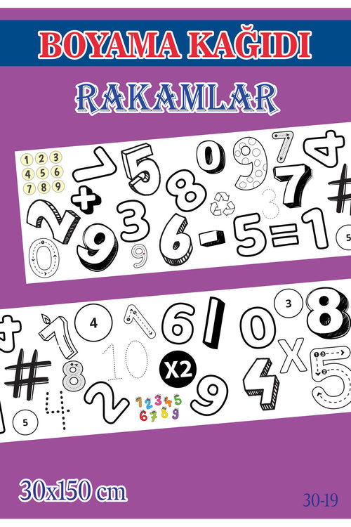 1,5 mt Rakamlar Tema Çocuk Aktivite Dev Boyama Kağıdı