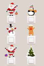 6 Lı Yılbaşı Yeni Yıl Noel Baba Temalı Dekoratif Priz Sticker -model1 - Sim741