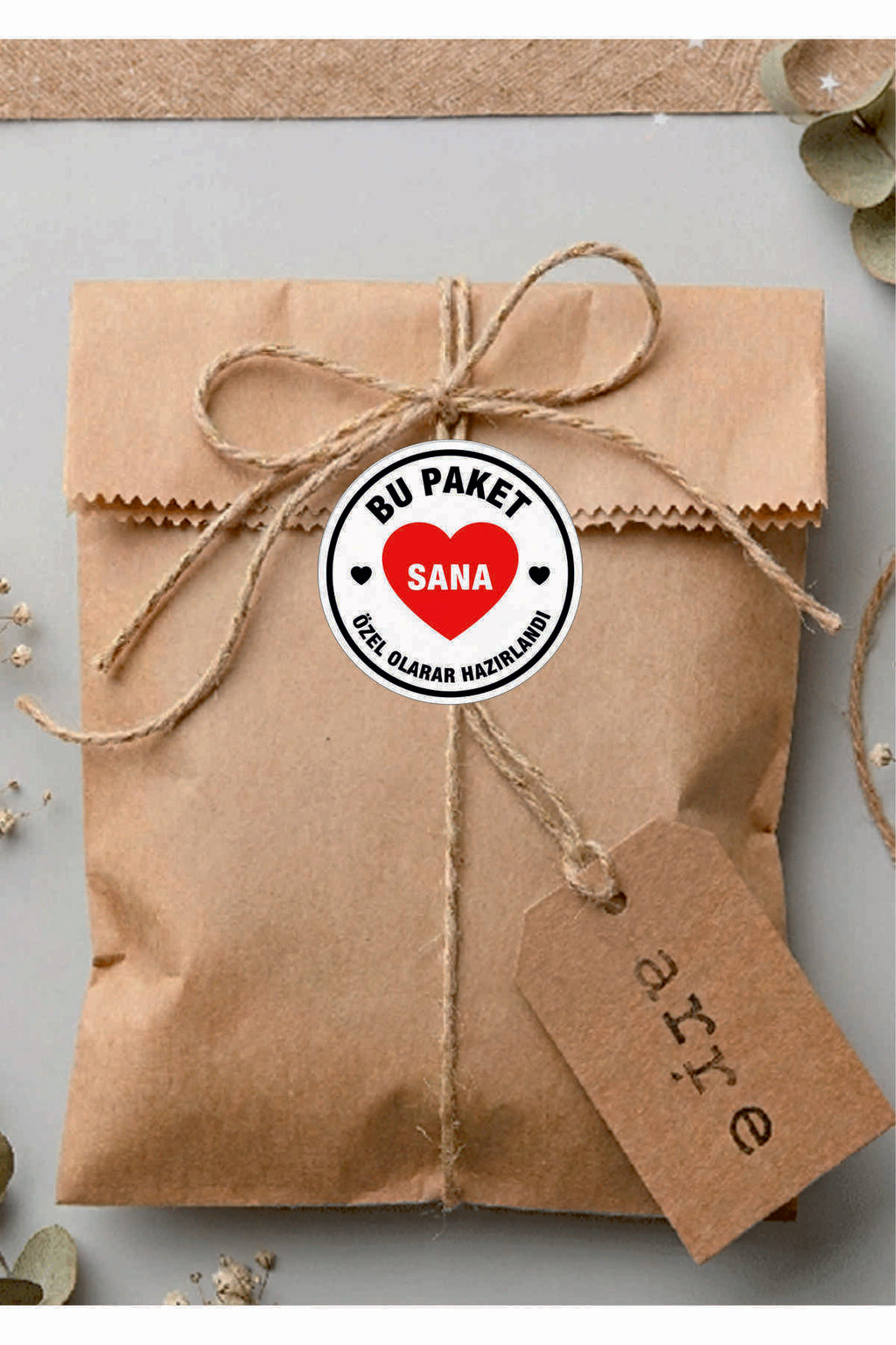 Paketleme Kutularına Özel Tasarım Etiketler 4 cm Çapında 15 Adet Sizin için sevgiyle hazırlandı