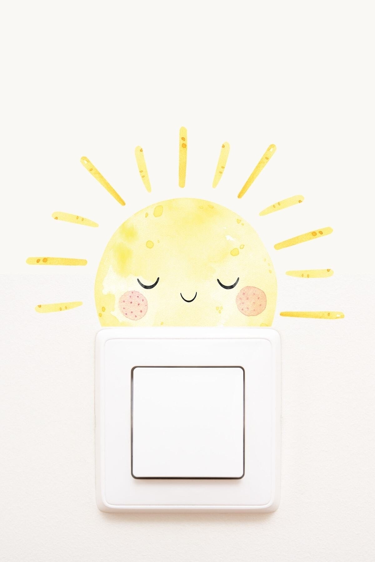 - Priz - Uykucu Güneş Dekoratif Priz Sticker - Sim765