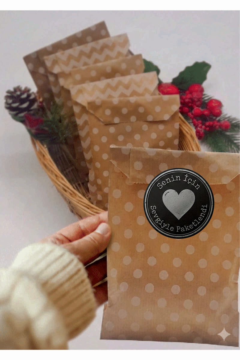Paketleme Kutularına Özel Tasarım Etiketler 4 cm Çapında 15 Adet Sizin için sevgiyle hazırlandı