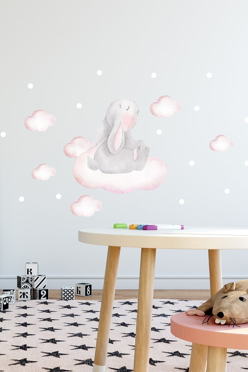 Sevimli Minik Tavşan Duvar Sticker Seti