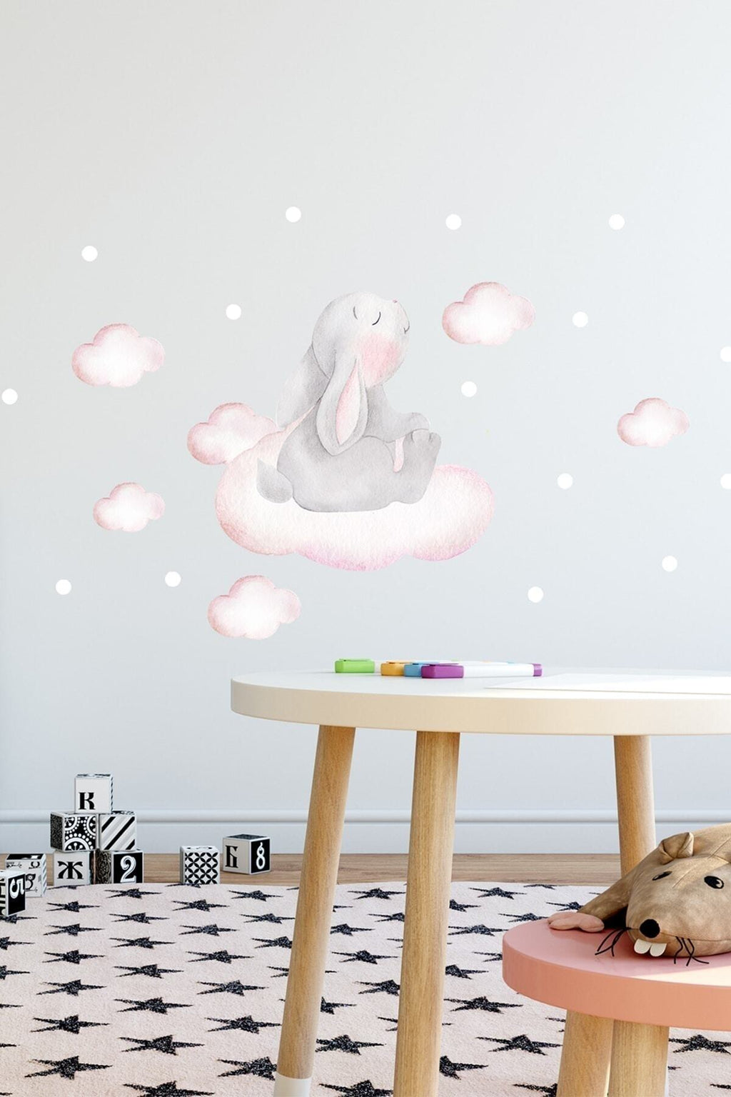 Sevimli Minik Tavşan Duvar Sticker Seti